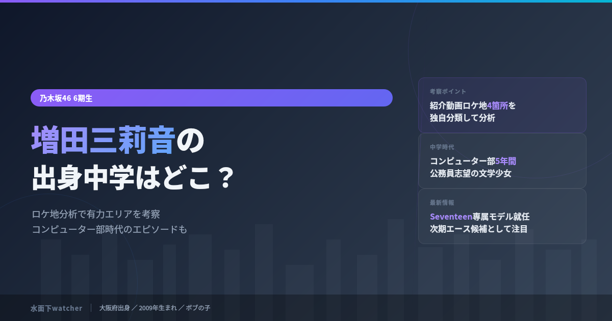 増田三莉音の出身中学はどこ？ロケ地分析で有力エリアを考察！コンピューター部時代のエピソードも！