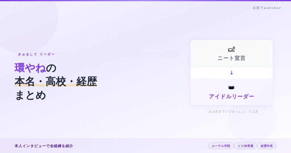 環やねの本名・出身高校・経歴まとめ！ニートからアイドルへの道のり